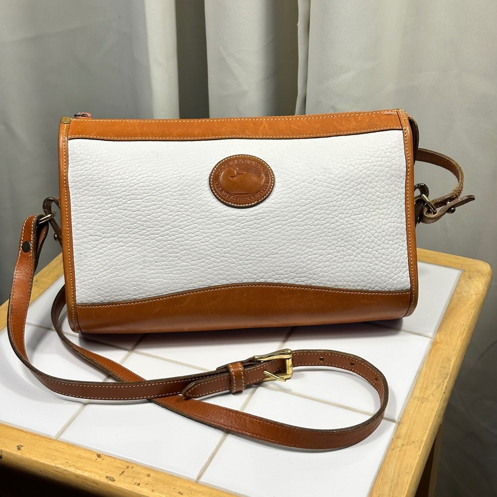 Dooney & Bourke Crossbody Bag Women Small White Tan Leather Vintage Excellent